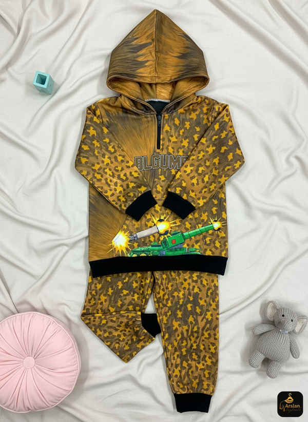 Camo Tank Kids' Tracksuit with "BOOM" Print